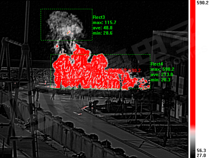 巨哥电子-热成像仪DDE功能检测火焰细节